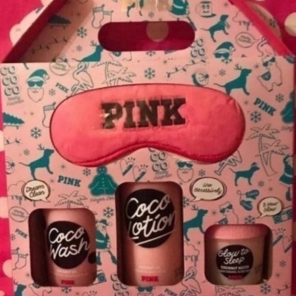 PINK Victoria's Secret Other - New PINK Victoria's Secret Coco Wash and Lotion Set with Pink Sleep Mask